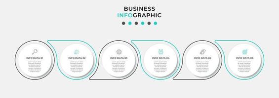 Plantilla de diseño infográfico con iconos y 6 opciones o pasos. vector