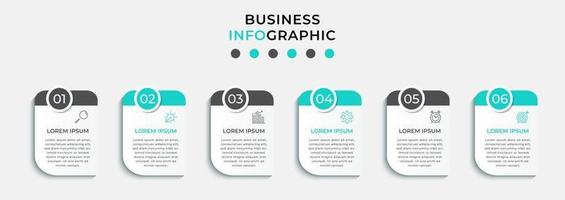 Plantilla de diseño infográfico con iconos y 6 opciones o pasos. vector