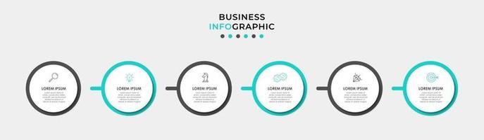 Plantilla de diseño infográfico con iconos y 6 opciones o pasos. vector