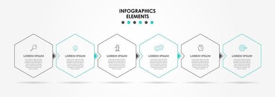 Plantilla de diseño infográfico con iconos y 6 opciones o pasos. vector