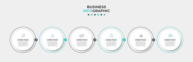 Infographic design template with icons and 6 options or steps vector