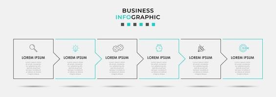 Plantilla de diseño infográfico con iconos y 6 opciones o pasos. vector