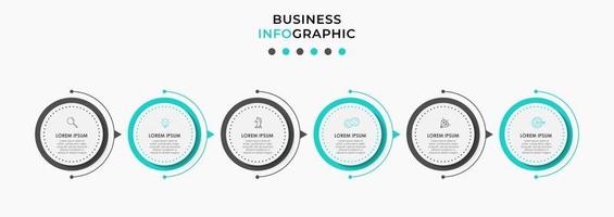 Infographic design template with icons and 6 options or steps vector