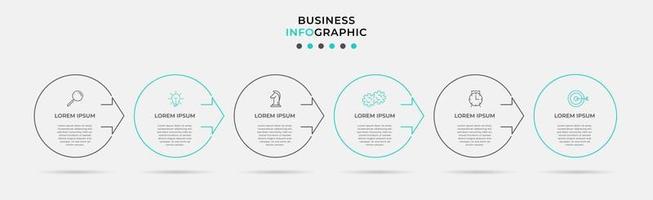 Plantilla de diseño infográfico con iconos y 6 opciones o pasos. vector