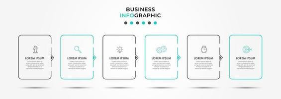 Plantilla de diseño infográfico con iconos y 6 opciones o pasos. vector