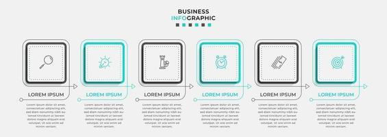 Plantilla de diseño infográfico con iconos y 6 opciones o pasos. vector