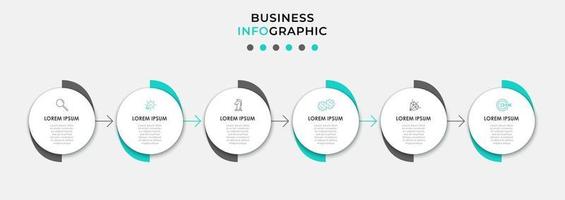 Plantilla de diseño infográfico con iconos y 6 opciones o pasos. vector