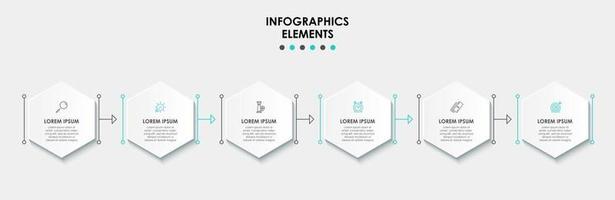 Plantilla de diseño infográfico con iconos y 6 opciones o pasos. vector