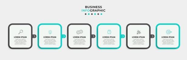 Plantilla de diseño infográfico con iconos y 6 opciones o pasos. vector