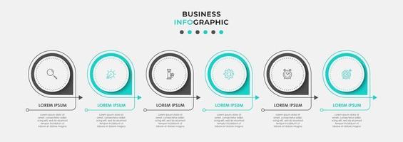 Plantilla de diseño infográfico con iconos y 6 opciones o pasos. vector