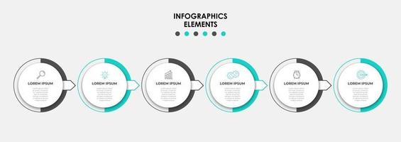 Infographic design template with icons and 6 options or steps vector