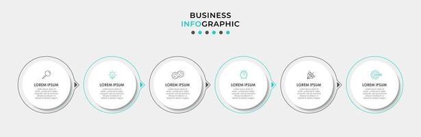 Infographic design template with icons and 6 options or steps vector