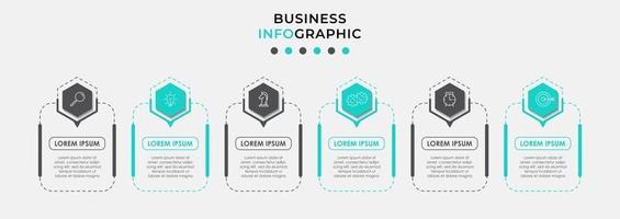 Infographic design template with icons and 6 options or steps vector