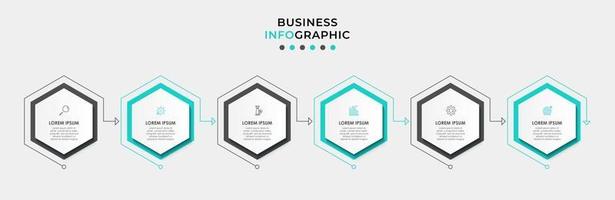 Plantilla de diseño infográfico con iconos y 6 opciones o pasos. vector