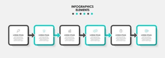 Infographic design template with icons and 6 options or steps vector