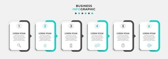 Plantilla de diseño infográfico con iconos y 6 opciones o pasos. vector