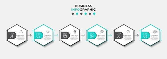 Plantilla de diseño infográfico con iconos y 6 opciones o pasos. vector