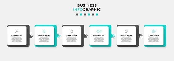 Plantilla de diseño infográfico con iconos y 6 opciones o pasos. vector