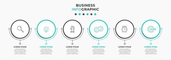 Plantilla de diseño infográfico con iconos y 6 opciones o pasos. vector