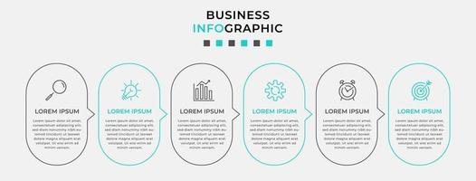 Plantilla de diseño infográfico con iconos y 6 opciones o pasos. vector