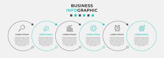 Plantilla de diseño infográfico con iconos y 6 opciones o pasos. vector