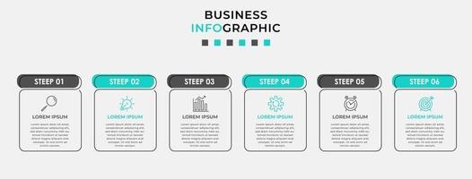 Plantilla de diseño infográfico con iconos y 6 opciones o pasos. vector