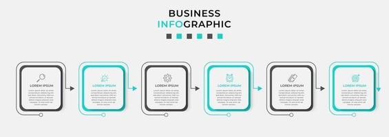 Plantilla de diseño infográfico con iconos y 6 opciones o pasos. vector