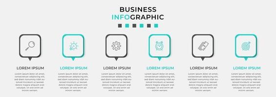 Plantilla de diseño infográfico con iconos y 6 opciones o pasos. vector