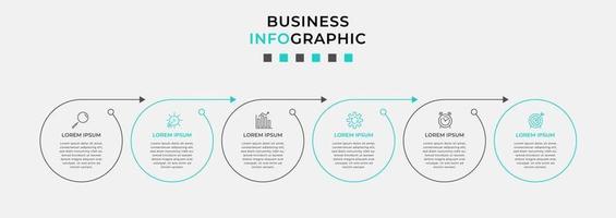 Plantilla de diseño infográfico con iconos y 6 opciones o pasos. vector