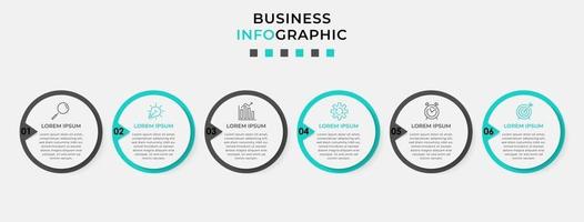 Plantilla de diseño infográfico con iconos y 6 opciones o pasos. vector