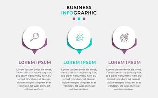 Plantilla de negocio de diseño infográfico con iconos y 3 opciones o pasos. vector