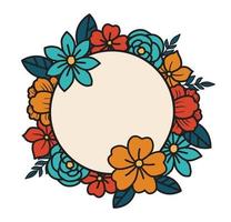 Simple floral wreath with simple color vector