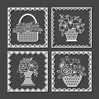 Beautiful Floral cut files in wicker basket vector