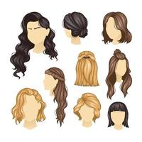 Set of Variety women hairstyles vector