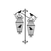 Hand drawn wedding birdcage collections vector