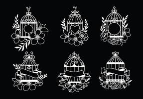 Set of hand drawn wedding birdcage collections vector