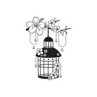 Hand drawn wedding birdcage collections vector