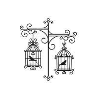 Hand drawn wedding birdcage collections vector