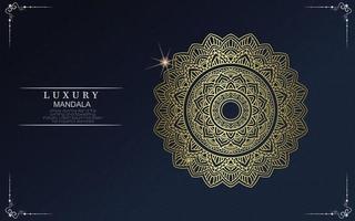 Fondo adornado de mandala de oro de lujo para invitación de boda vector