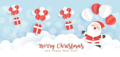 Christmas and happy new year banner with a cute Santa clause . vector