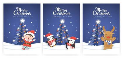 Christmas greeting card in paper cut style. vector