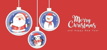 Christmas banner with a Santa Clause and friends. vector