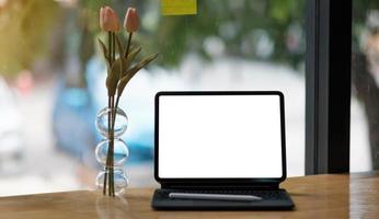 Mockup copy space blank screen laptop photo