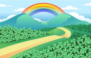 Clover Field Before the Mountain Scenery vector