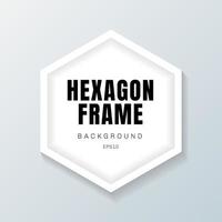 Realistic white hexagon frame mockup on gray background vector