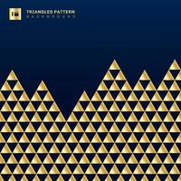 Geometric gold triangles luxury pattern blue background. vector