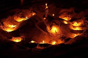 Candles on sand photo