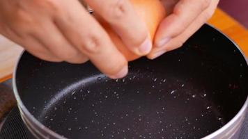 Close-Up of Frying an Fried Egg in A Pan video