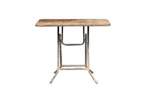 Rust old steel folding table dirty with scratches isolated photo