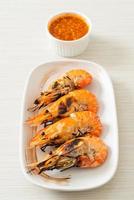 Grilled river prawns or shrimps - seafood style photo